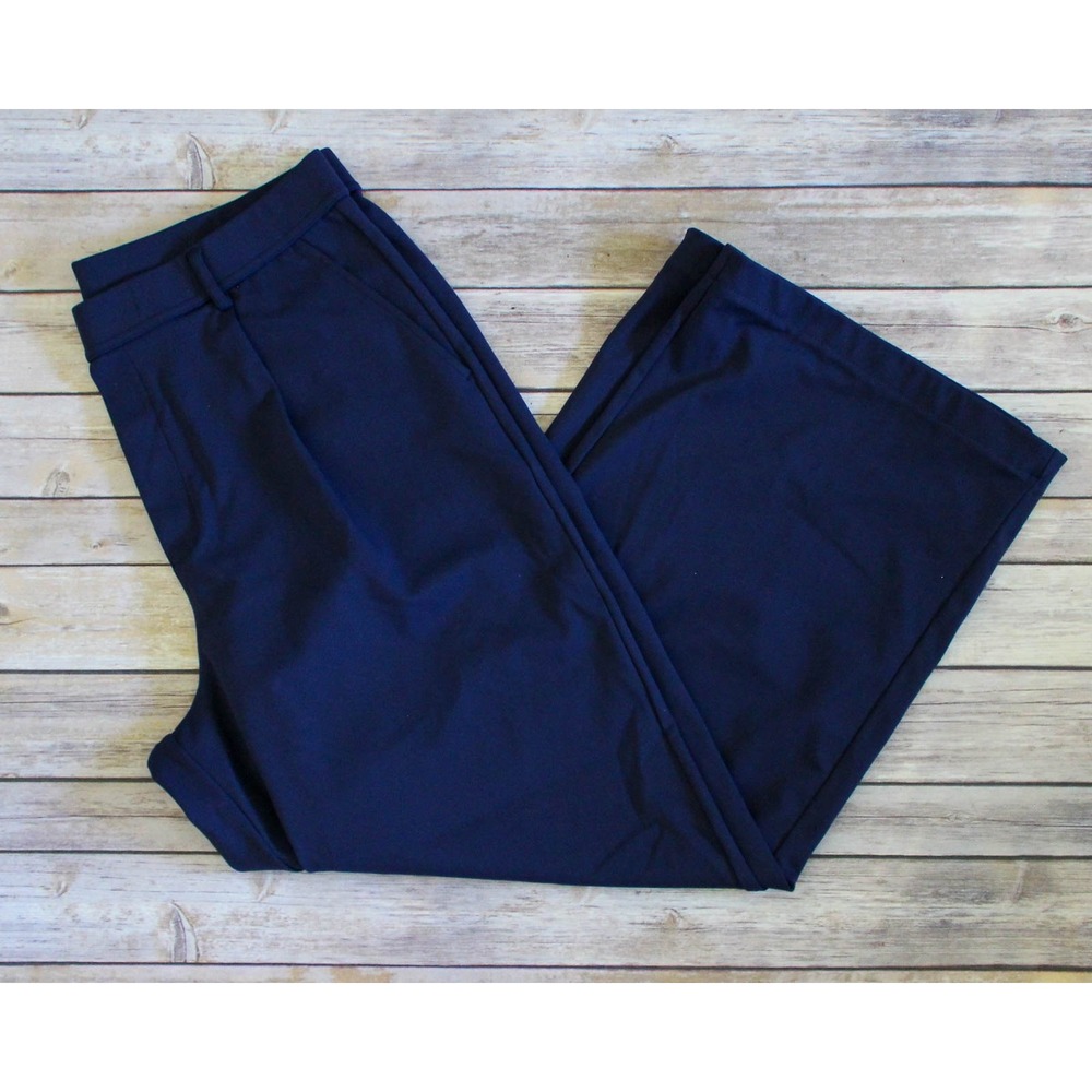 Halara Pants XL Dark Blue Pull On Wide Leg High Rise Flex Stretch Work Trousers